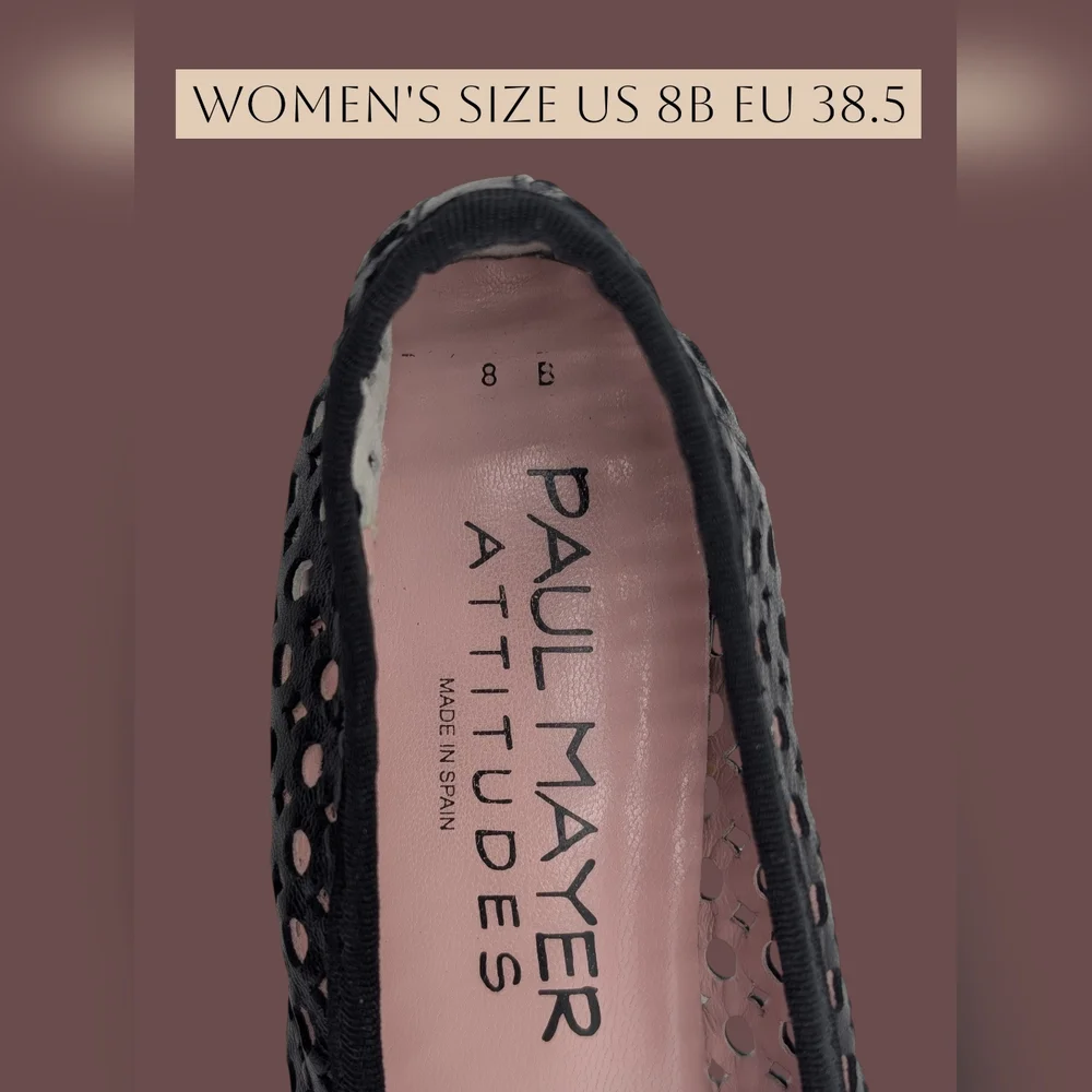 Paul Mayers Attitudes Ballet Flats Sz 8B Black Patent & Mesh Leather Women Shoes - Picture 13 of 17
